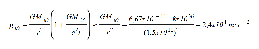 Fórmula de cálculo da gravidade de Saxitario A a unha UA