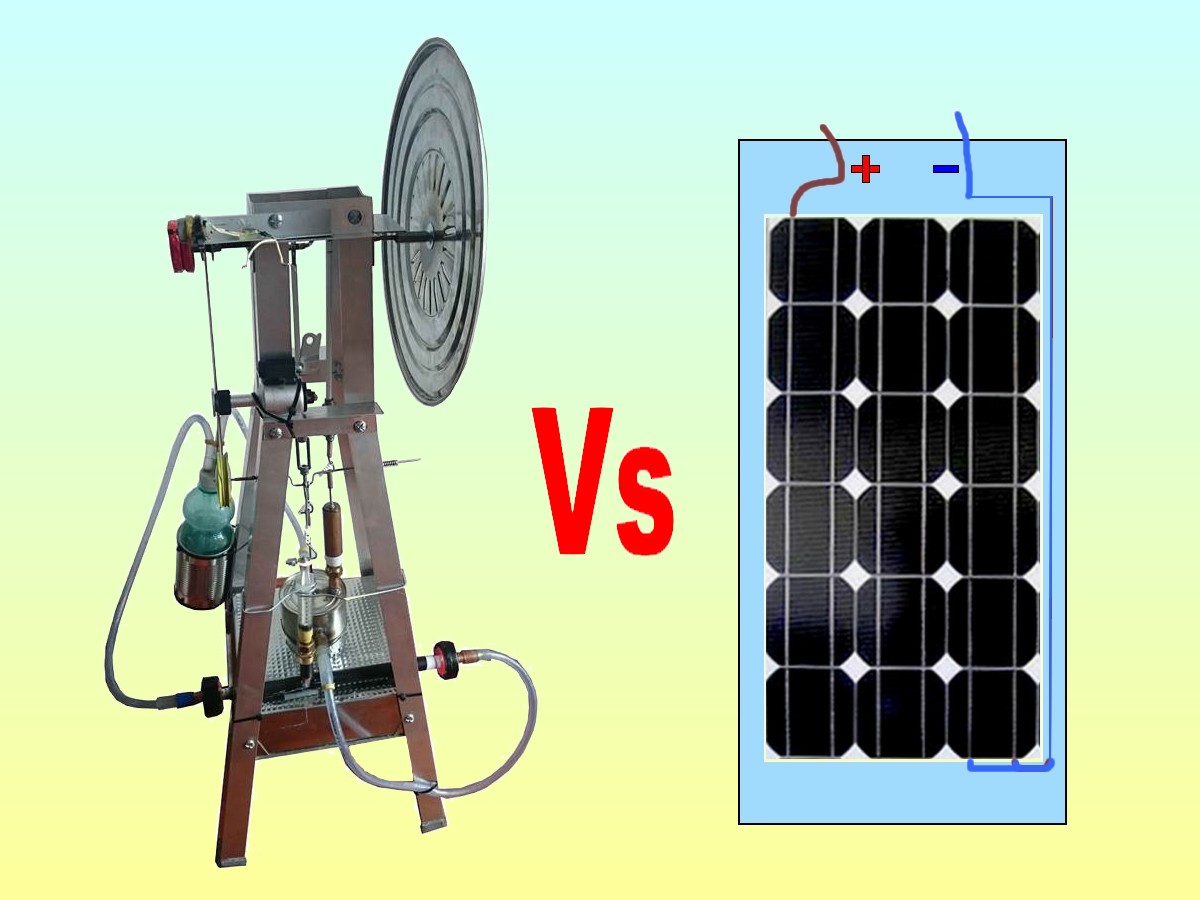 Motor Stirling Vs panel solar