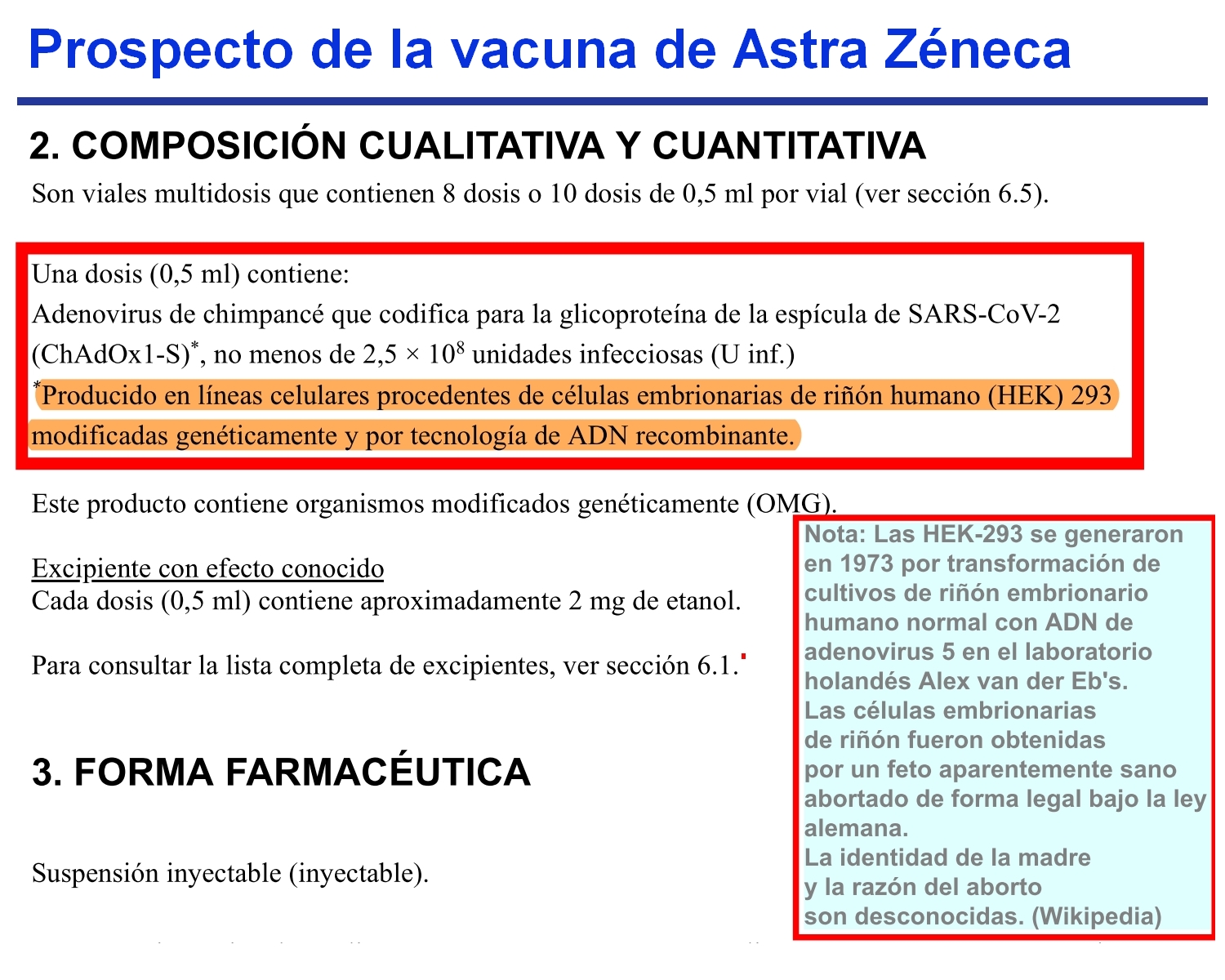 Vacuna de Astra Zéneca - Prospecto