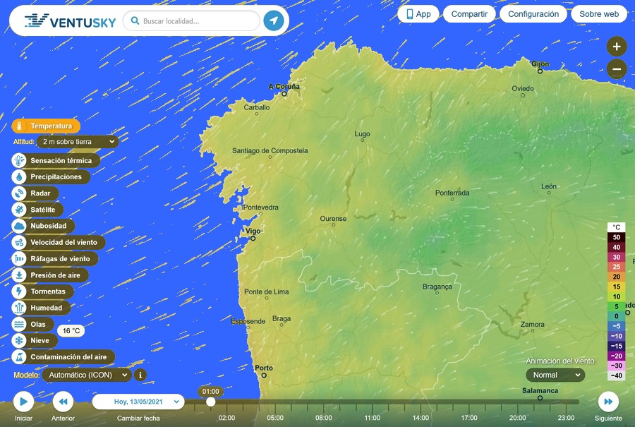 Mapa do tempo en Galicia
