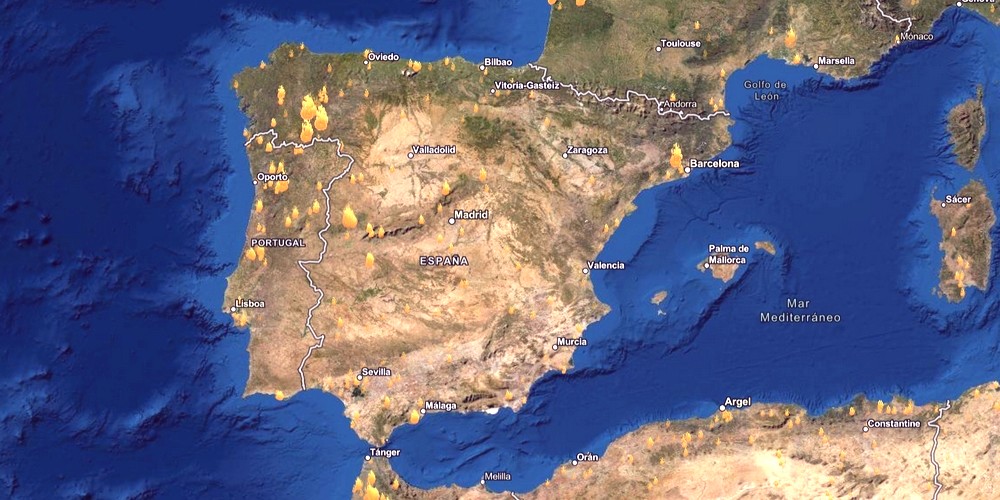 Mapa de incendios en España
